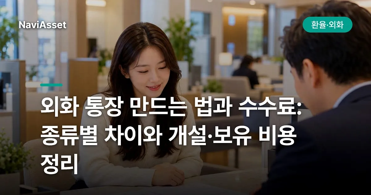외화 통장 만드는 법과 수수료: 종류별 차이와 개설·보유 비용 정리
